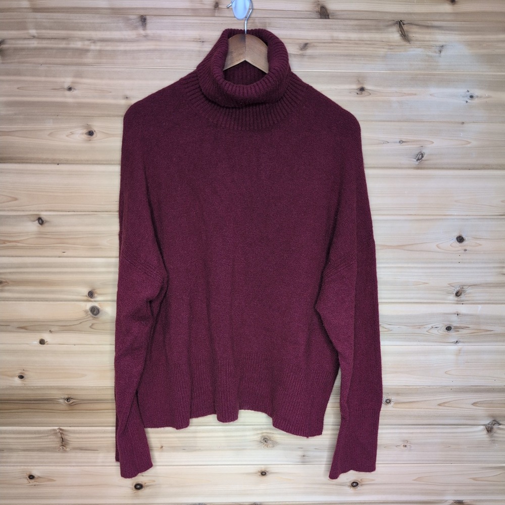 J.Crew‎ Merino Alpaca Blend Turtleneck Sweater Burgundy BD143 XL Womens